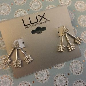 Lux Silver/Crystal Arrow Ear Jacket Earrings